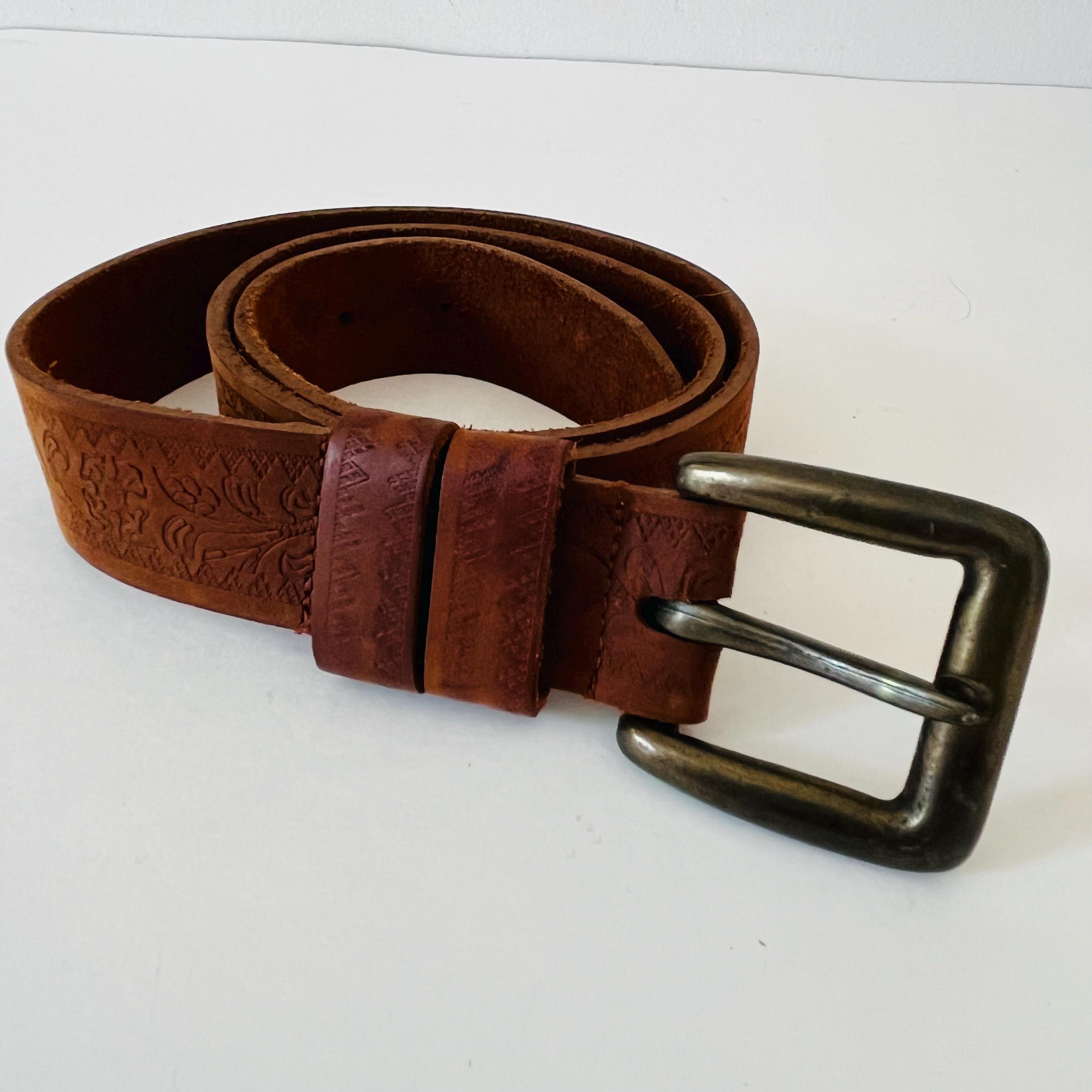 Vintage Cowgirl Leather Belt with Embossed Buckle WHIPPY Genuine Leather Western Belt, Rhinestone Buckle  main image 4