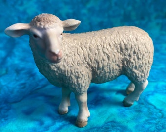 Vintage Retired Schleich Sheep Lamb Figure Figurine Farm Animal Toys Plastic Animals Made in Germany Imaginary Play