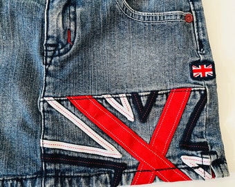 Vintage Y2K 90's Pepe Jeans London Union Jack Denim Jean Skirt