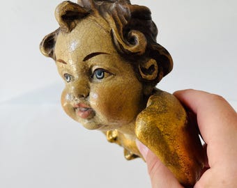 ヴィンテージ 1960年代 チロル 木彫り バロック風 プチ 木彫り 天使の