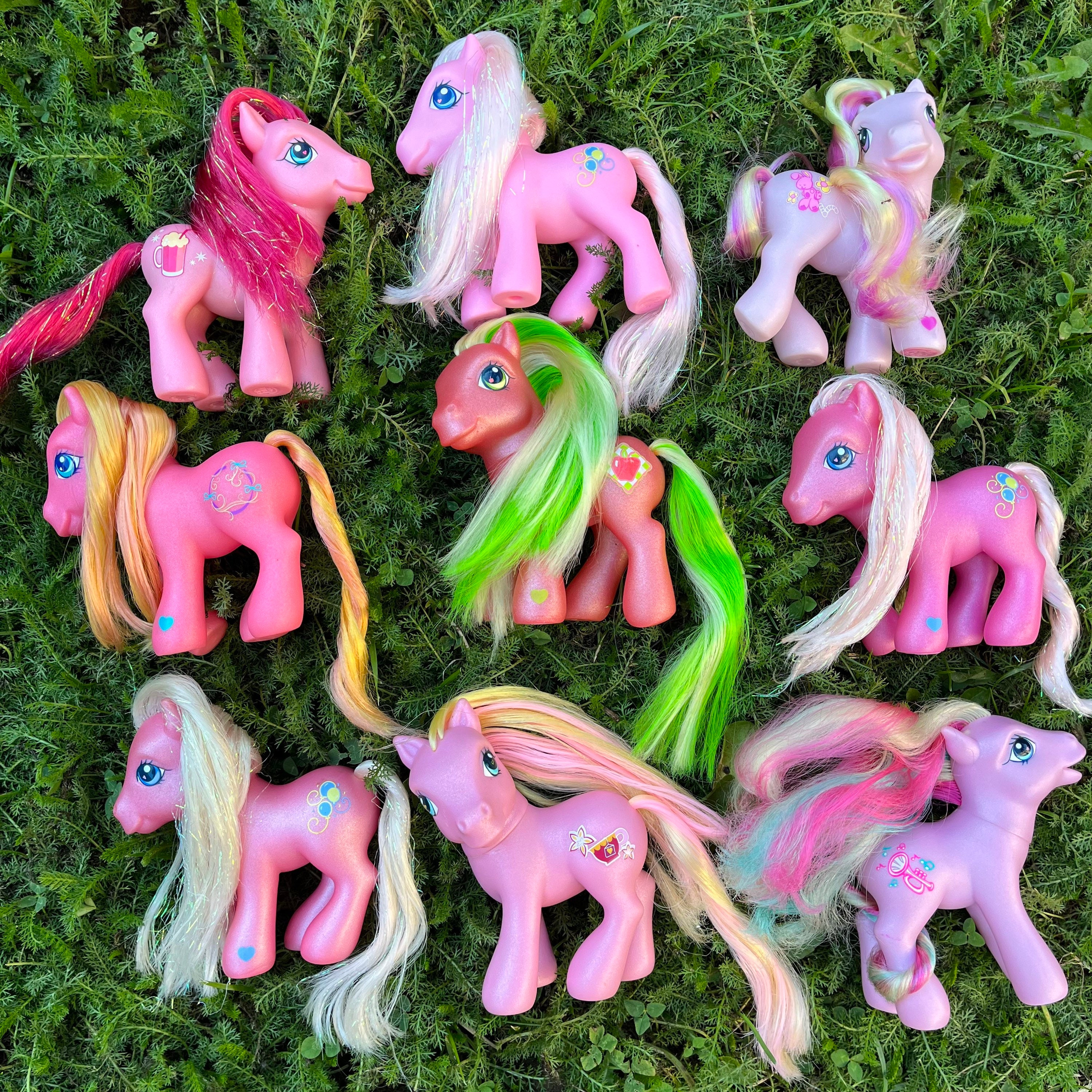 Lot of 7 c 2000s My Little Pony Characters with Hair Toys