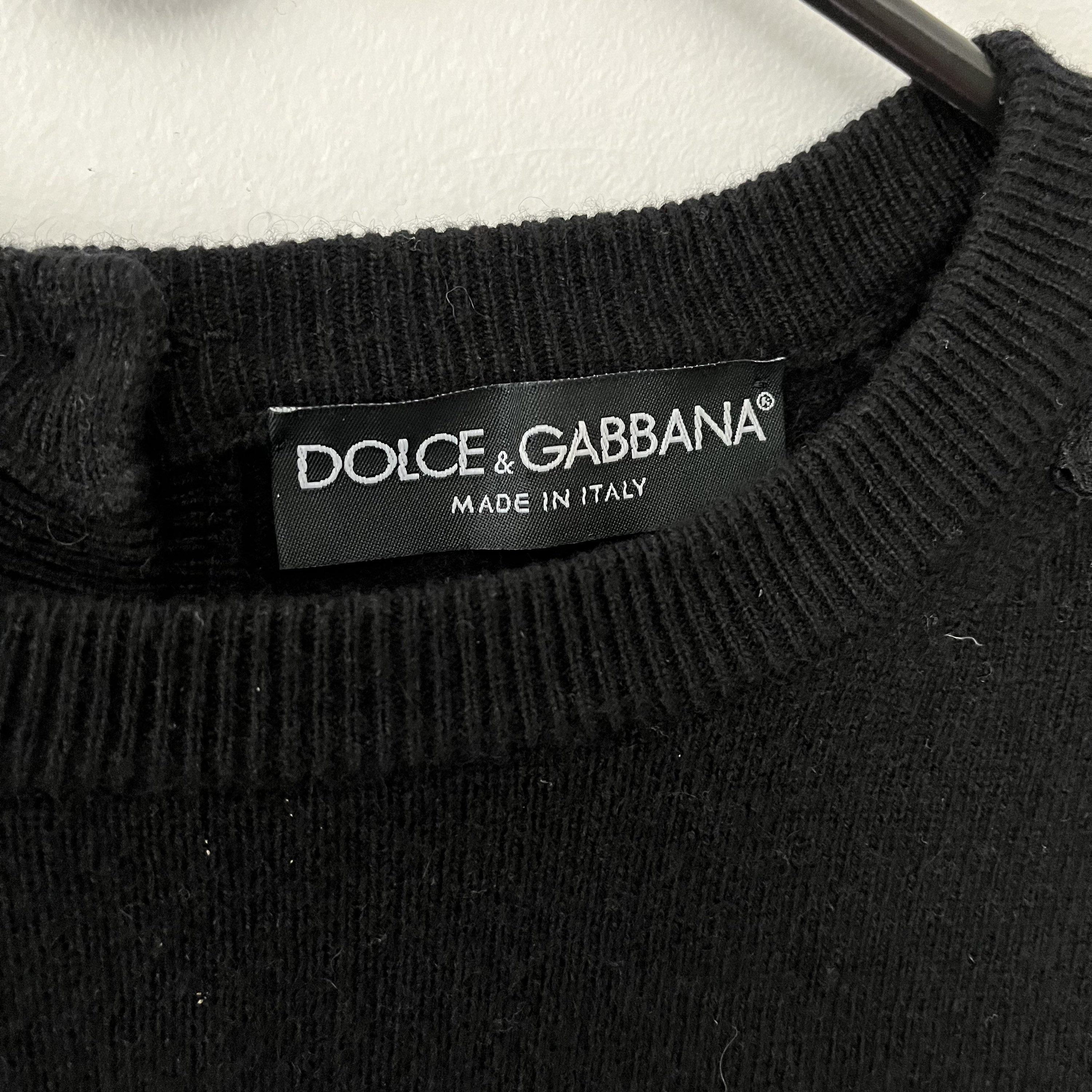 Vintage DOLCE & GABBANA Black 100% Cashmere and Lace Knit Back