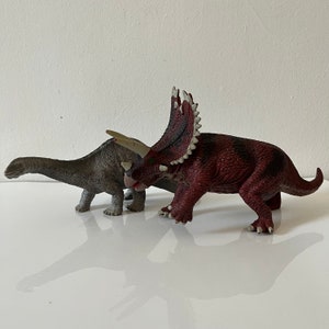 Coppia vintage di grandi dinosauri in gomma giocattolo in plastica Jurassic Dinosaur Figurine Dino Figure