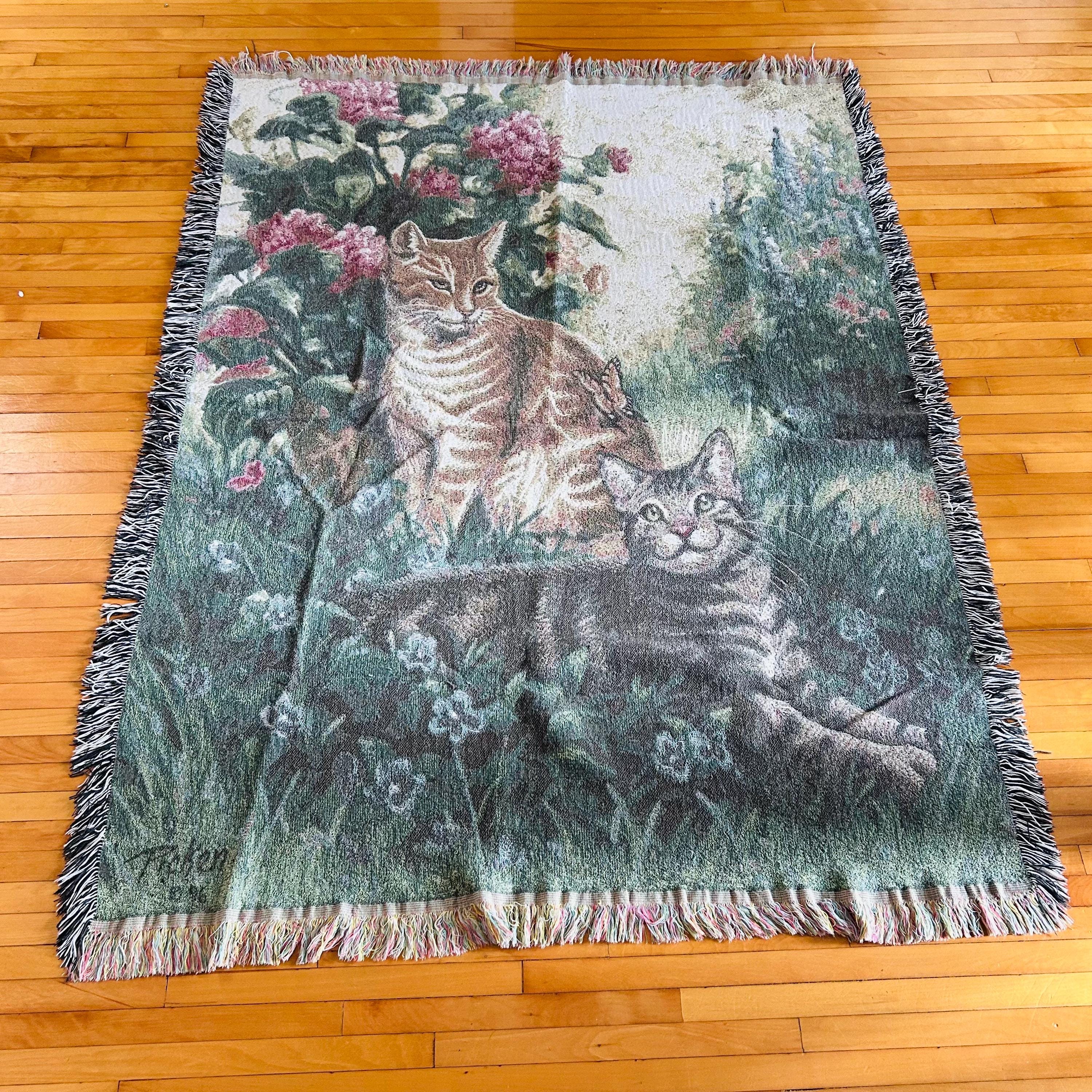 Vintage 1996 Linda Pickens Large Cat Kittens Animal Garden