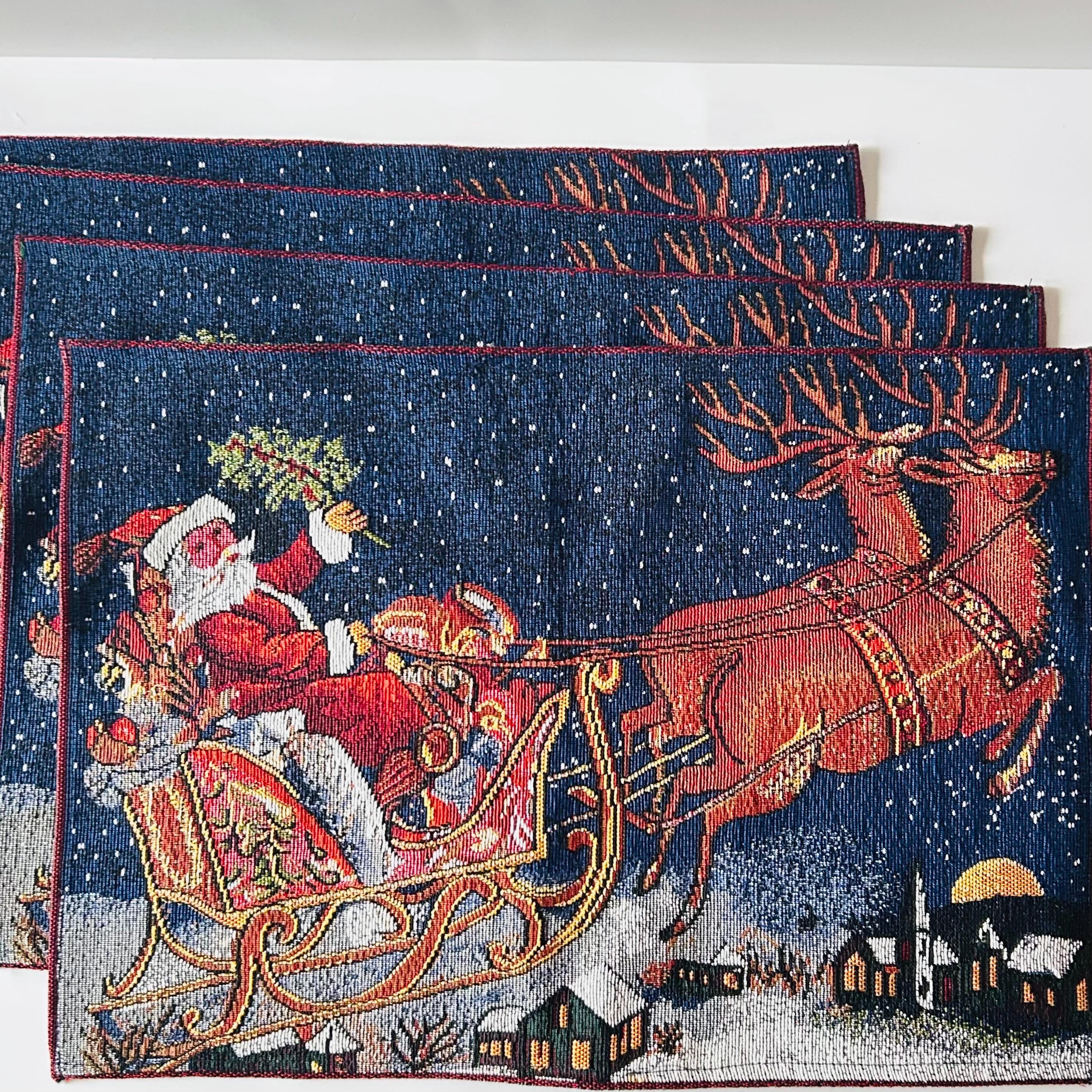 【美品】NOEL ゴブラン織 ヴィンテージラグ クリスマス タペストリー ka-84993_4.jpg