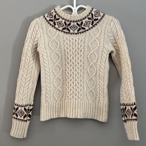 Polo Ralph Lauren Nordic Fair Isle Aran Chunky Cable Knit Wool Alpaca Pullover Sweater Jumper Size Small
