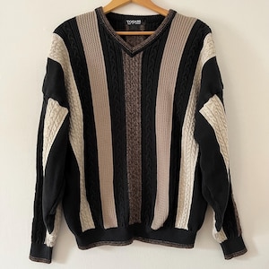 Vintage Tosani Grandpa Style Pullover Sweater Y2K Fashion Textured Knit Cotton/Wool/Acrylic Blend Size Extra Large XL