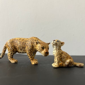 Vintage Schleich Jaguar and Cub Figurine Toy Plastic Rubber Animal