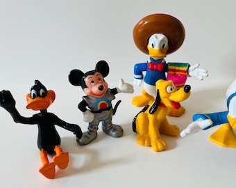 Vintage 80s Disney Figurines - PVC Figurines Mickey Daffy Donald