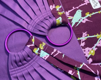 Weigh Sling by Sewfunky Designer Midwifery Weigh Sling Sparrows on Violet Organic Cotton Twill Homebirth Midwife