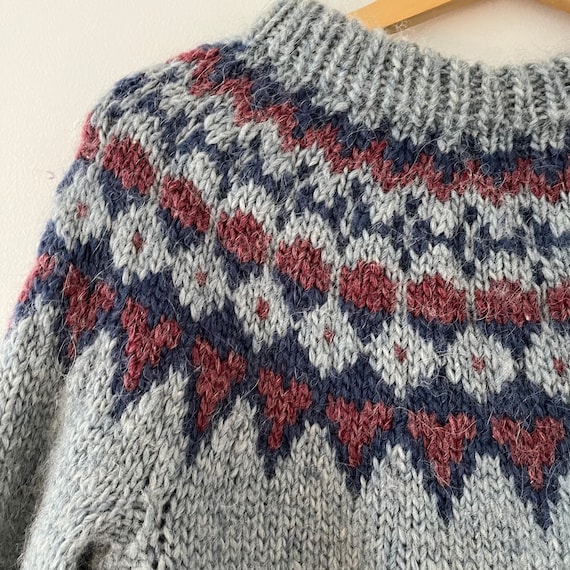Vintage Hand Knit 100% Lopi Wool Icelandic Sweate… - image 2