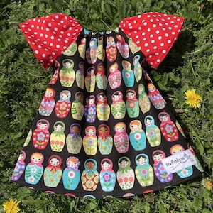 Ukrainian Nesting Dolls Dress Sewfunky Pixie Dress Matryoshka Nesting Dolls Stacking Dolls Wooden Doll size 1-2 years
