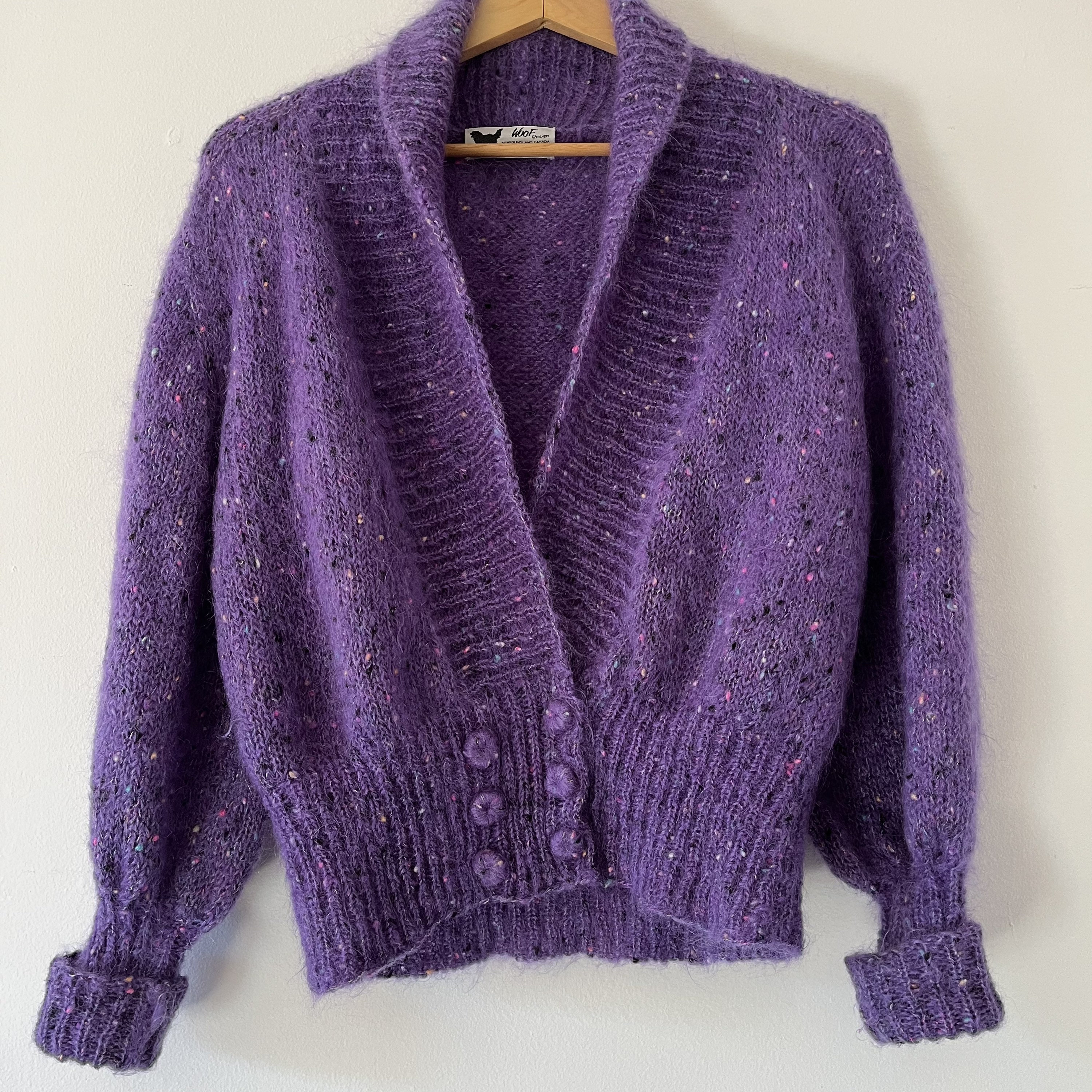 Vintage Hand Knit Woof St. John's Newfoundland Purple Mohair Wool