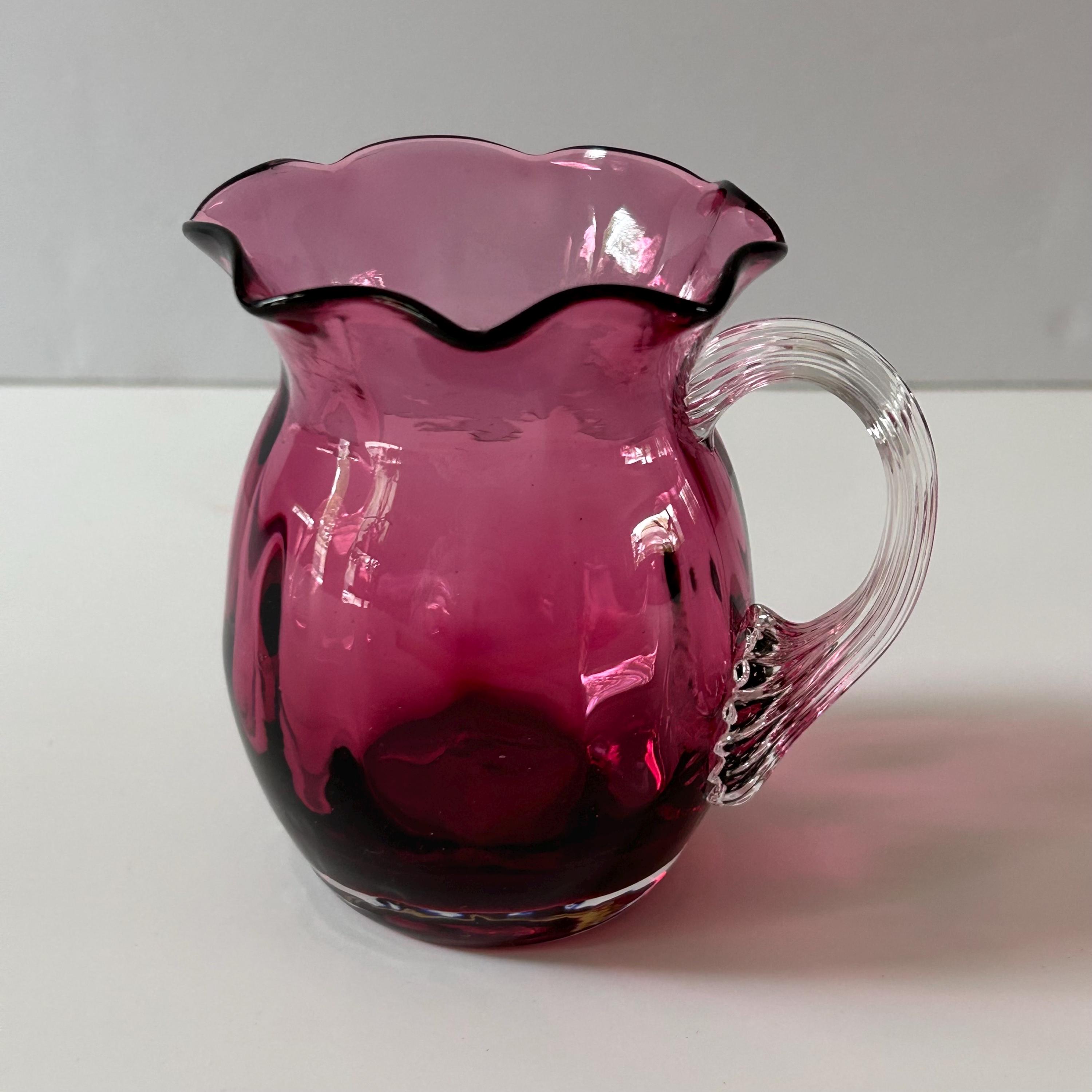 ヴィンテージ PILGRIM Glass Co クランベリー スパイラル オプティック