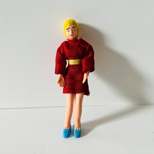 Vintage 1950’s Concord Bendable Mom Only - 3.75” - Red Dress - Blonde - Antique