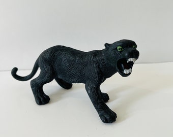 Vintage NF Jaguar Kunststoff Spielzeug Tiere Imaginäres Spiel Gummi Tier Spielzeug