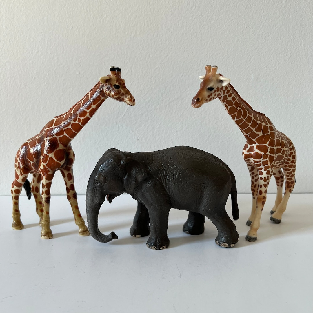 Vintage Retired Schleich Elephant Giraffe Model Toy Figurine Zoo Animals Vintage Toys Etsy Canada
