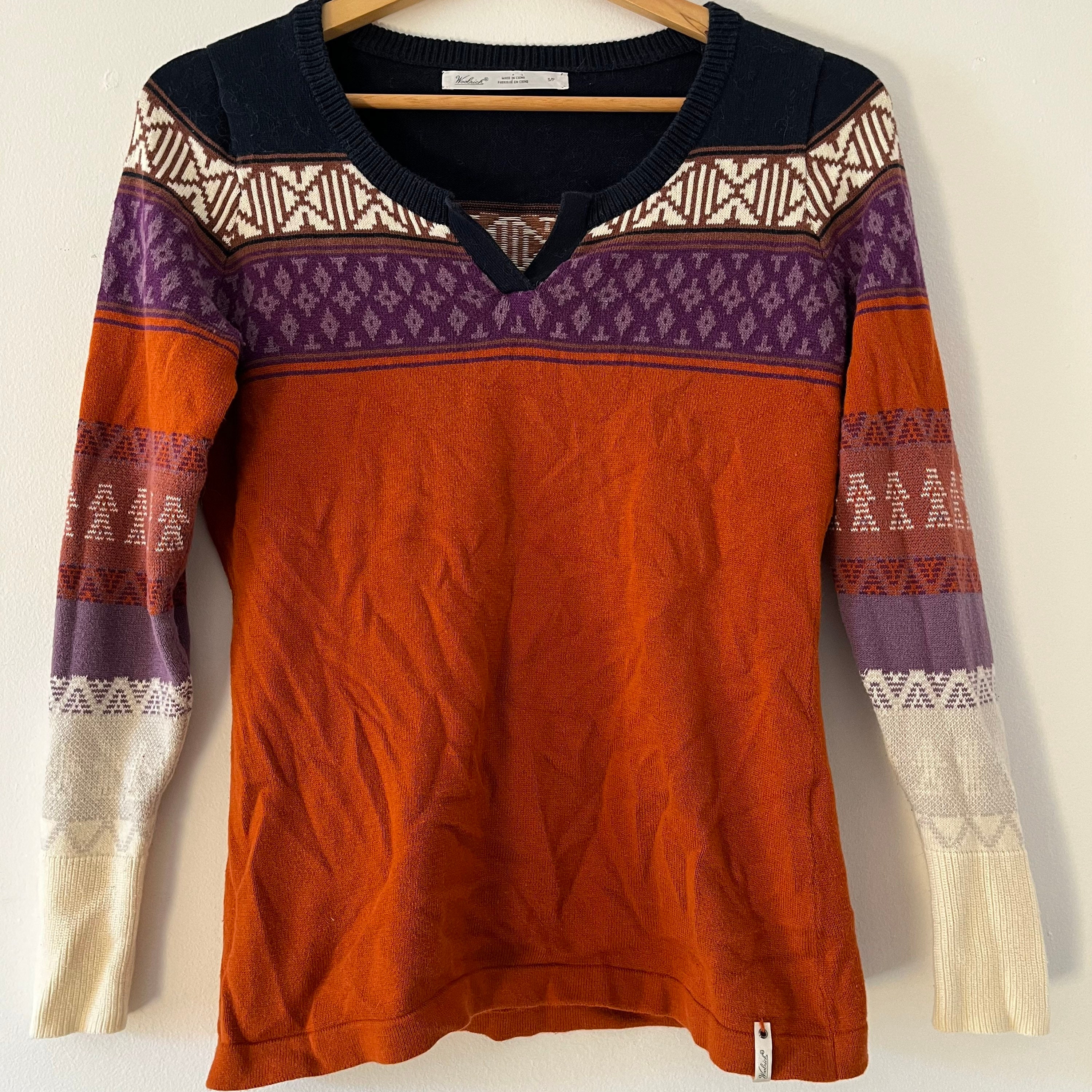 Woolrich Nordic Motif Cotton Acrylic Knit Sweater Size Small