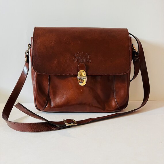 Vintage Valentina Leather Handbag Genuine Leather… - image 1