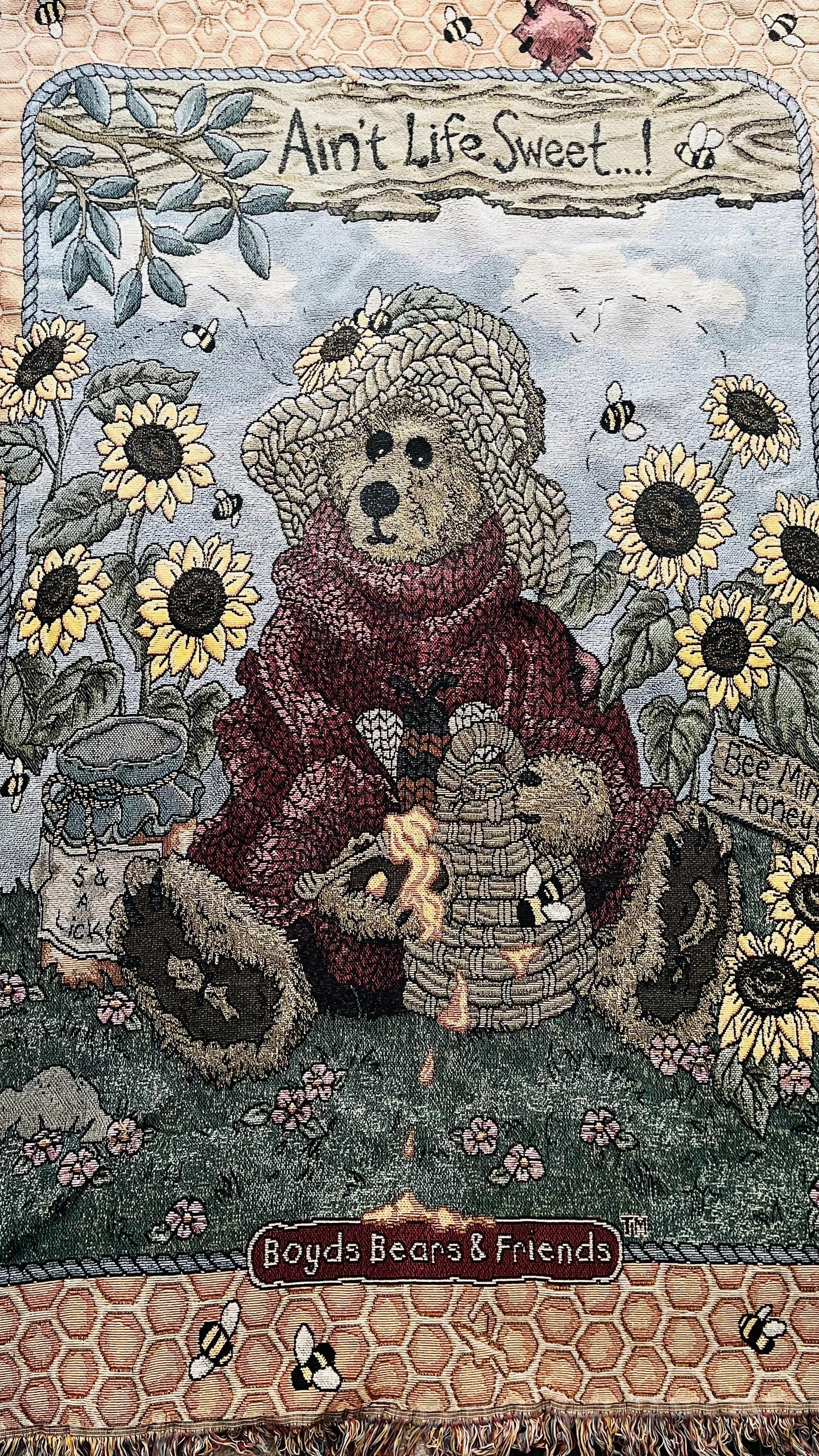 Vintage Boyd's Bears 100% Cotton Ain't Life Sweet Woven Honey Bee