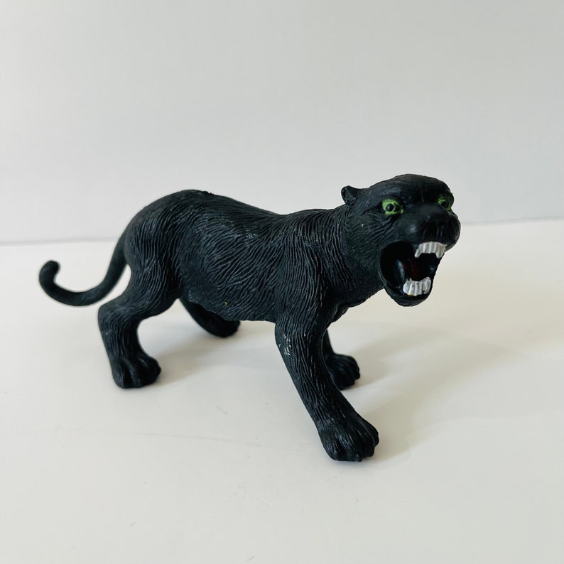 Vintage NF Jaguar Kunststoff Spielzeug Tiere Imaginäres Spiel Gummi Tier Spielzeug Bild 5