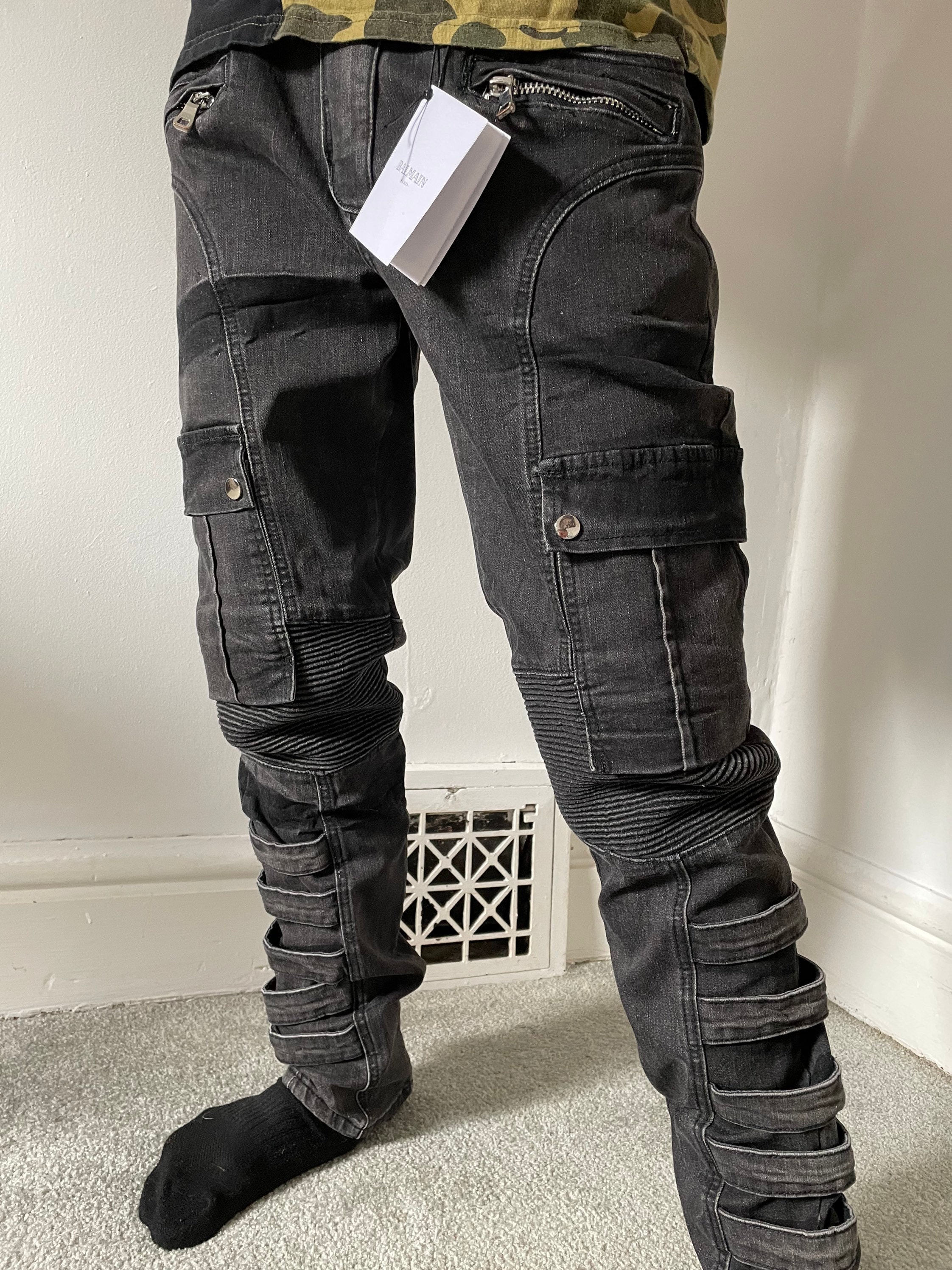 Balmain Paris France Cargo Biker Jeans Jeanswear Men's Size Balmain Paris France Cargo Biker Jeans Jeanswear Men's Size