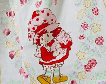 Vintage 1981 American Greeting Corp Strawberry Shortcake Flat eenpersoonsbed laken 67 x 91 inch