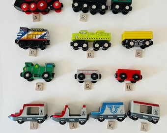 Vtg Trenes de juguete magnéticos de madera y plástico Tren Brio para pistas de madera Elige un tren