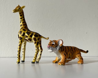 Vintage AAA Giraffe Calf and Tiger Cub Toy Plastic Animals