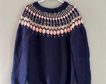 Vintage Handgestrickt Acryl Nordische Passe Isländischer Stil Pullover Pullover Pullover Ski Pullover Maschinenwaschbar Pflegeleicht Weich/Warm XL