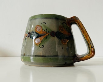 Taza de café vintage de pescado azul, La Copa de Leche, Mazatlán, Guadalajara, México, taza de té, arte popular mexicano, cerámica Tonalá