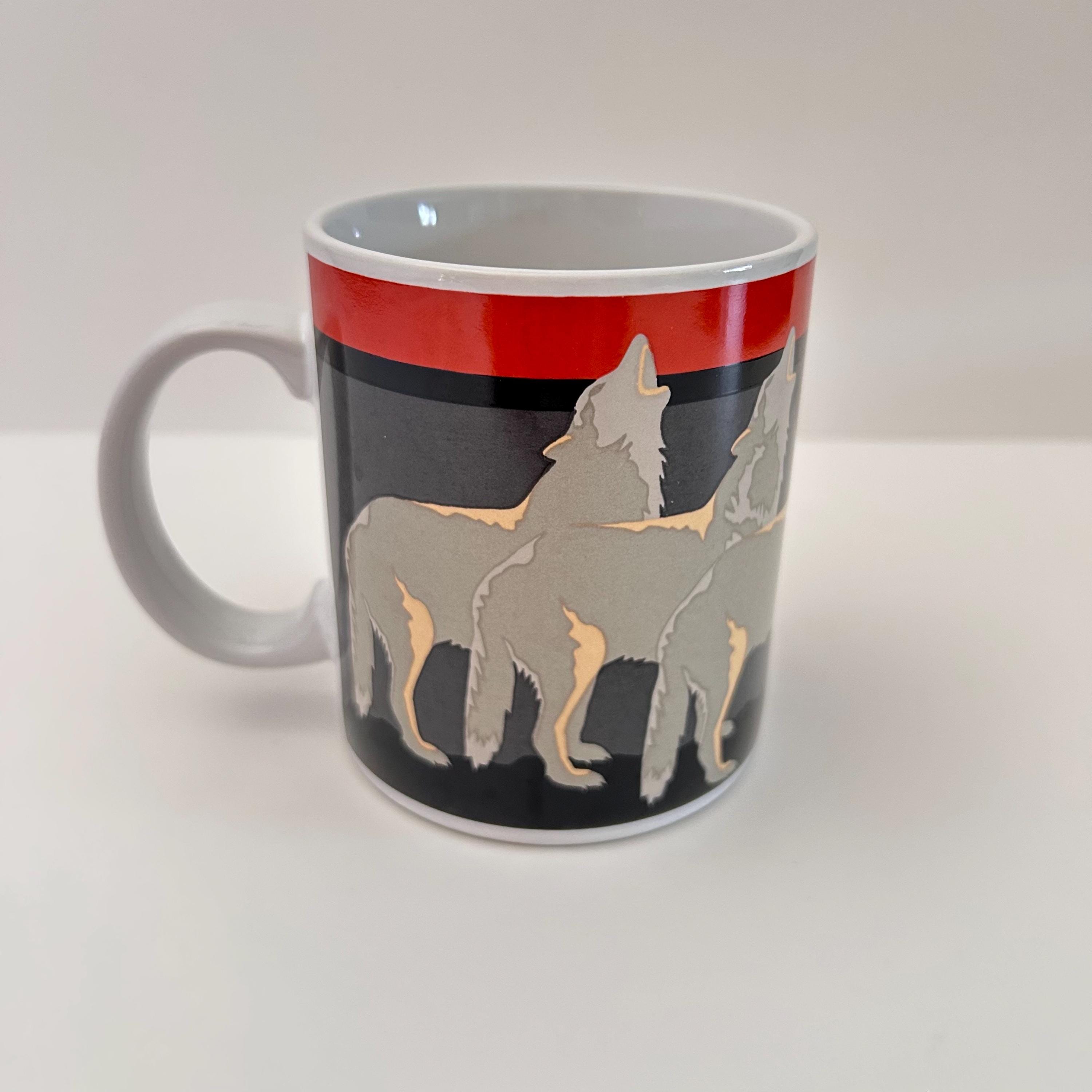 Vintage 1980's Otagiri Tom Taylor Moon Wolf Wolves Coffee Cup Tea