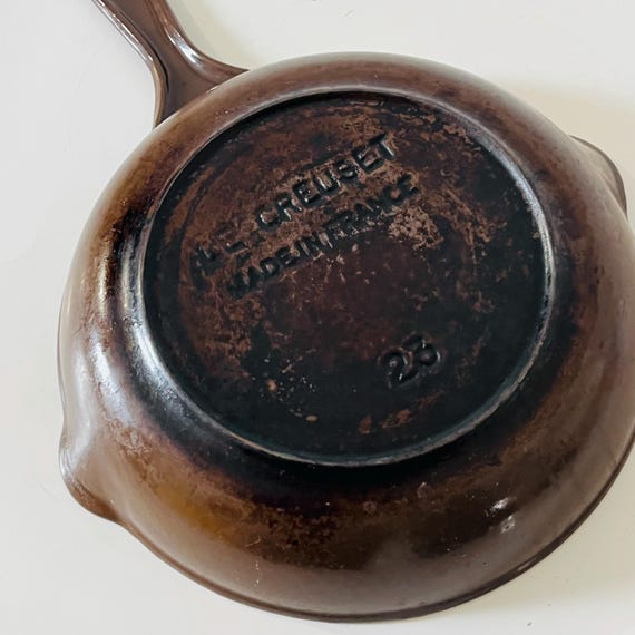 Vintage Le Creuset 23 Chestnut Brown Cast Iron Skillet Frying Pan