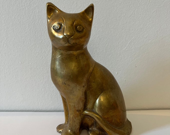 Brass Cat Vintage Cats Brass Paperweight Figurine Paperweights 6 Inches