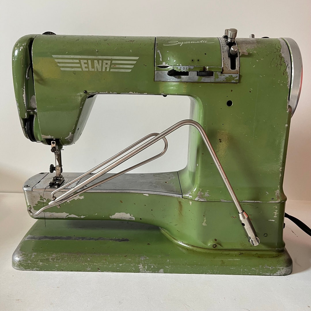 VINTAGE Swiss ELNA Supermatic Green Sewing Machine Model 50