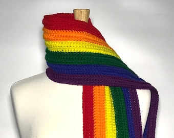 Handmade Crochet LGBTQIA+ Rainbow Pride Scarf