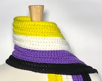 Écharpe de fierté non binaire au crochet faite main