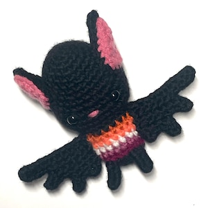 Handmade Crochet Lesbian Pride Bat Amigurumi