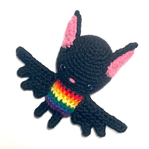 Handmade Crochet LGBTQIA+ Rainbow Pride Bat Amigurumi