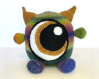 CLEARANCE: Colorful One Eyed Monster - Colorful Monster - Horned Monster- Chonky Plush