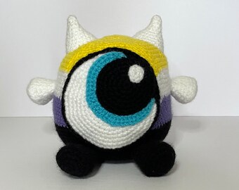 One Eyed Nonbinary Pride Monster - Eye Spy Nonbinary Pride Plush - Nonbinary Pride Eye Monster