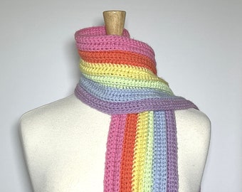 Pastel Rainbow Pride Scarf - Pastel Rainbow Scarf - Pastel Rainbow