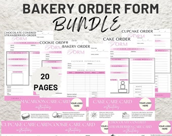 Editable Bakery Business Package Template Mega Bundle, Pink Bakery Spreadsheet, Invoice, Order Forms, Price List, Planners, Cake Care Cards