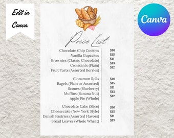 Plantilla editable de lista de precios para pequeñas empresas (Canva)