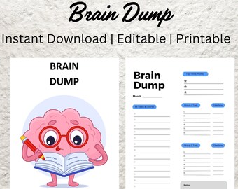 Editable Brain Dump Template, Printable Thought Organizer (Digital Download)