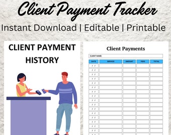 Client Payment Tracker Template, Editable Business Payment Log (Digital Download)