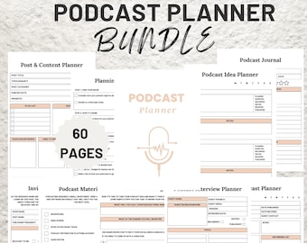 Editable Podcast Planner Template Bundle (Canva)
