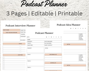 Podcast Planner Template | Episode, Content, Interview (Digital Download)