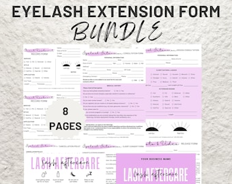Lash Technician Business Bundle, Lash Extension Consent Forms, Eyelash Branding Templates, Esthetician Forms, Client Intake and Consent Form