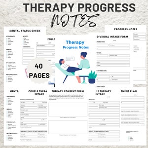 Therapy Progress Notes Template - Psychotherapy, Intervention Cheat Sheet & Counseling Progress Notes for Therapists and Counselors